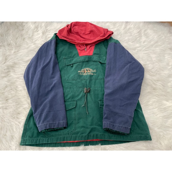 VTG Polo Sportsman Green Pullover Jacket Anorak Rare 90's Spellout Colorblock